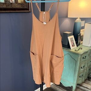 Casual Tan Jumpsuit with Pockets